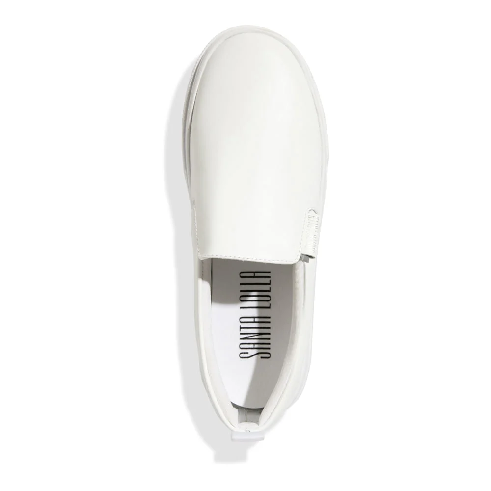 Tênis Slip On Plataforma Couro Confort Branco - vista 3 de 4