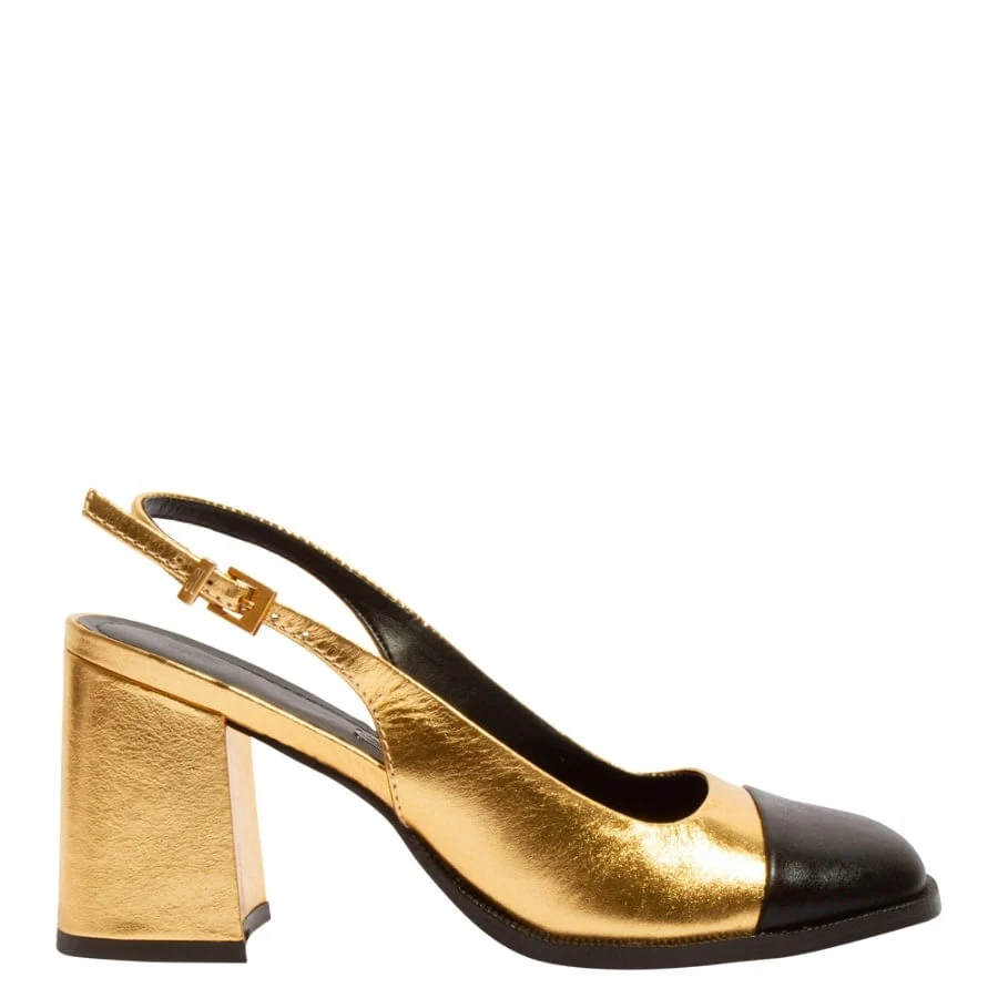 Scarpin Boneca Couro Cristal Dourado - vista 1 de 3