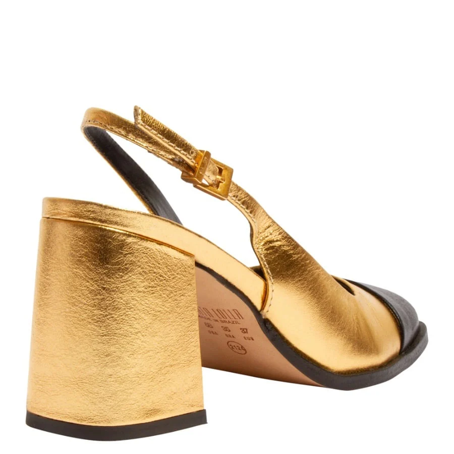Scarpin Boneca Couro Cristal Dourado - vista 3 de 3