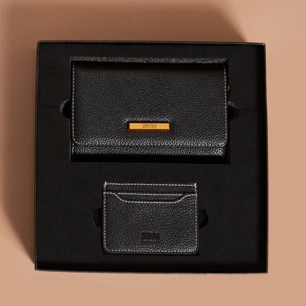 Kit Presente Bolsa Transversal e Porta Cartão Preto - vista 1 de 10