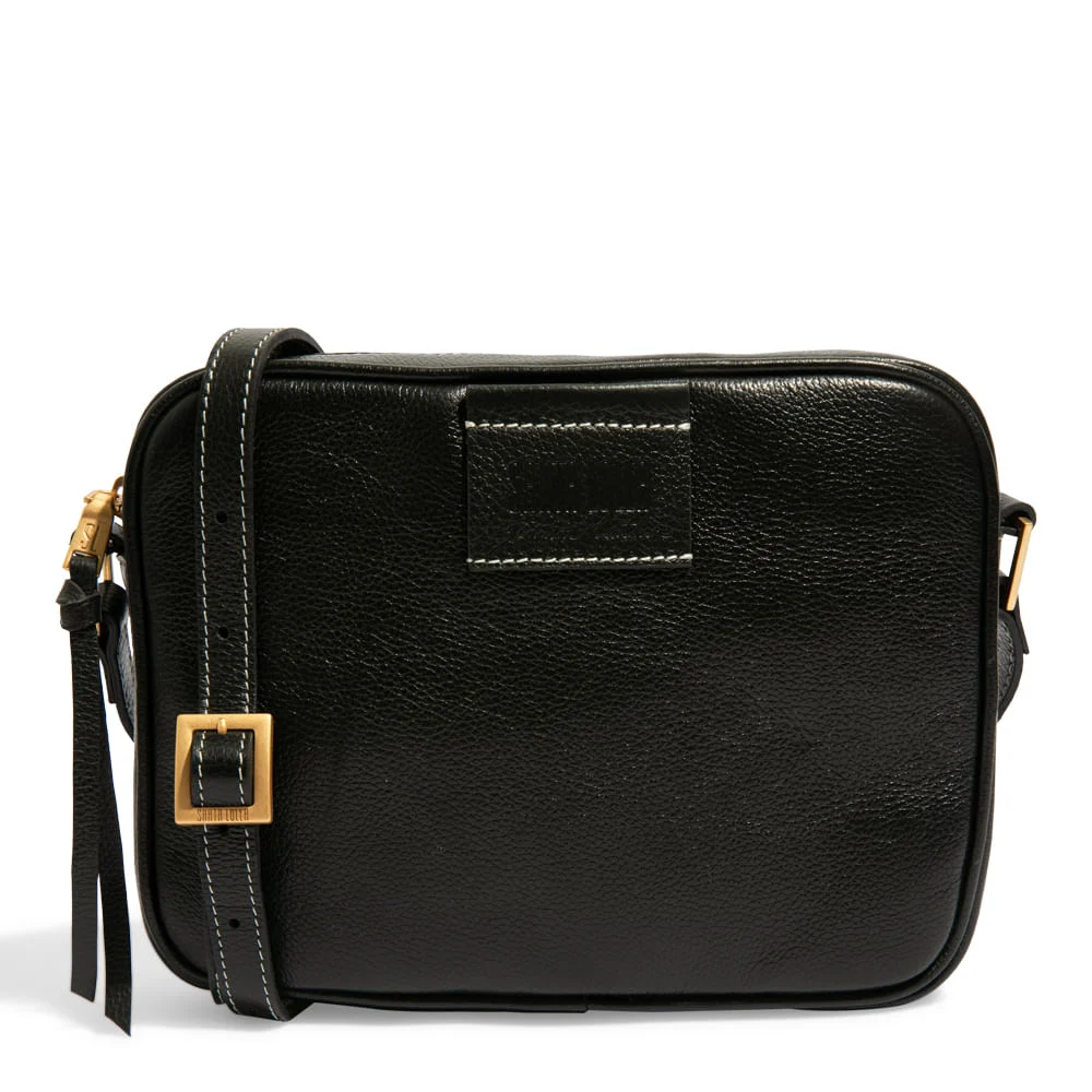 Bolsa Pequena Transversal Couro Floater Preta - Linha Genuine Leather - vista 1 de 3