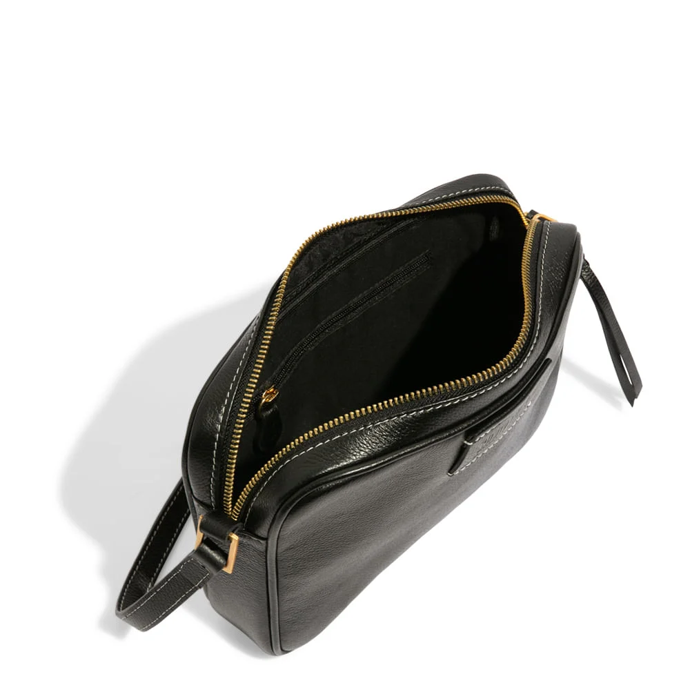Bolsa Pequena Transversal Couro Floater Preta - Linha Genuine Leather - vista 3 de 3