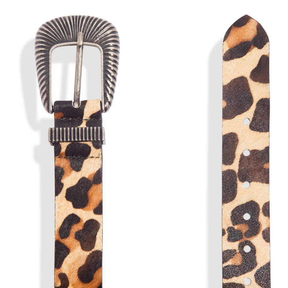 Cinto Couro Pelo Estampa Animal Print Fivela Metalizada - vista 1 de 2