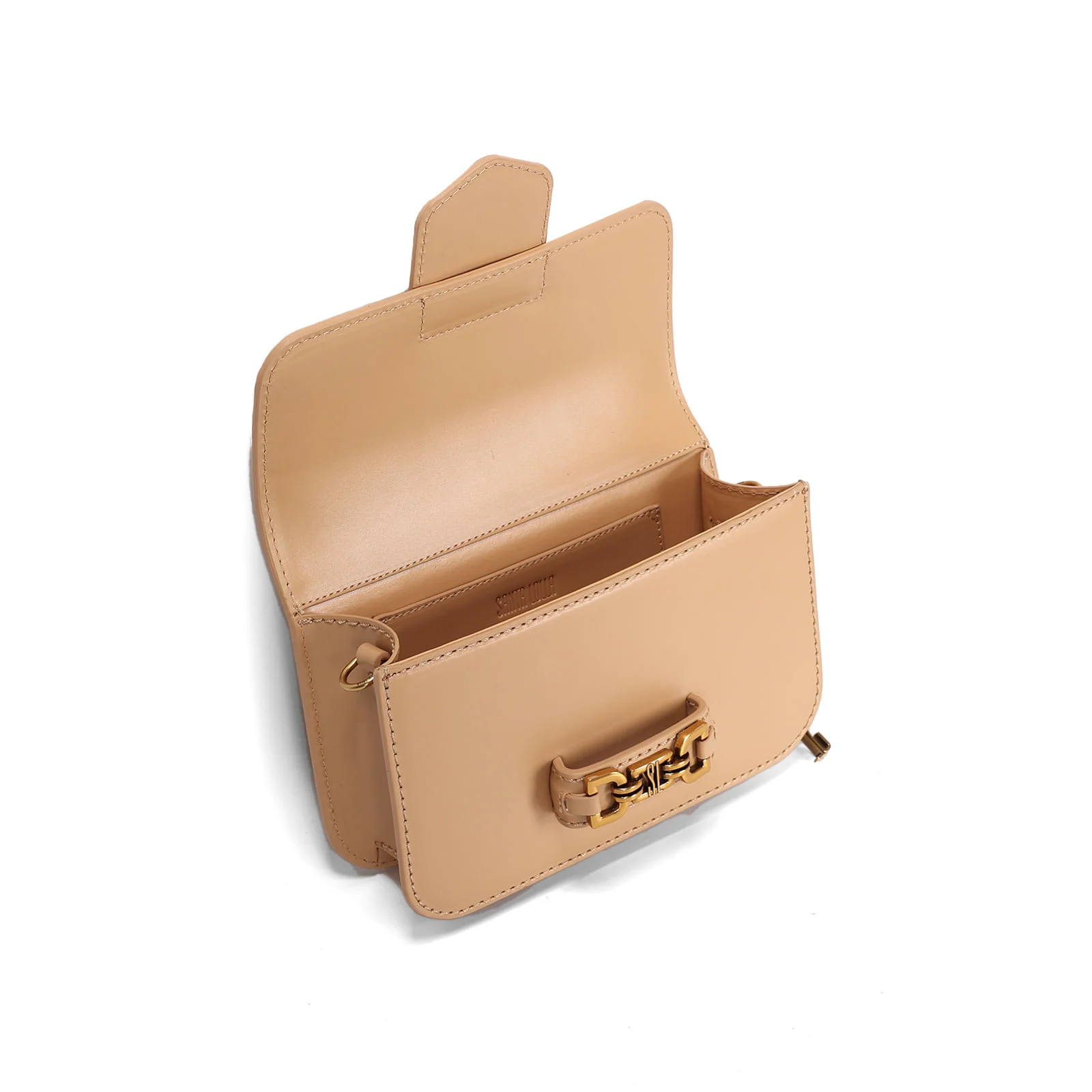 Bolsa Pequena Material Soft Bege Alça De Ombro - vista 5 de 5