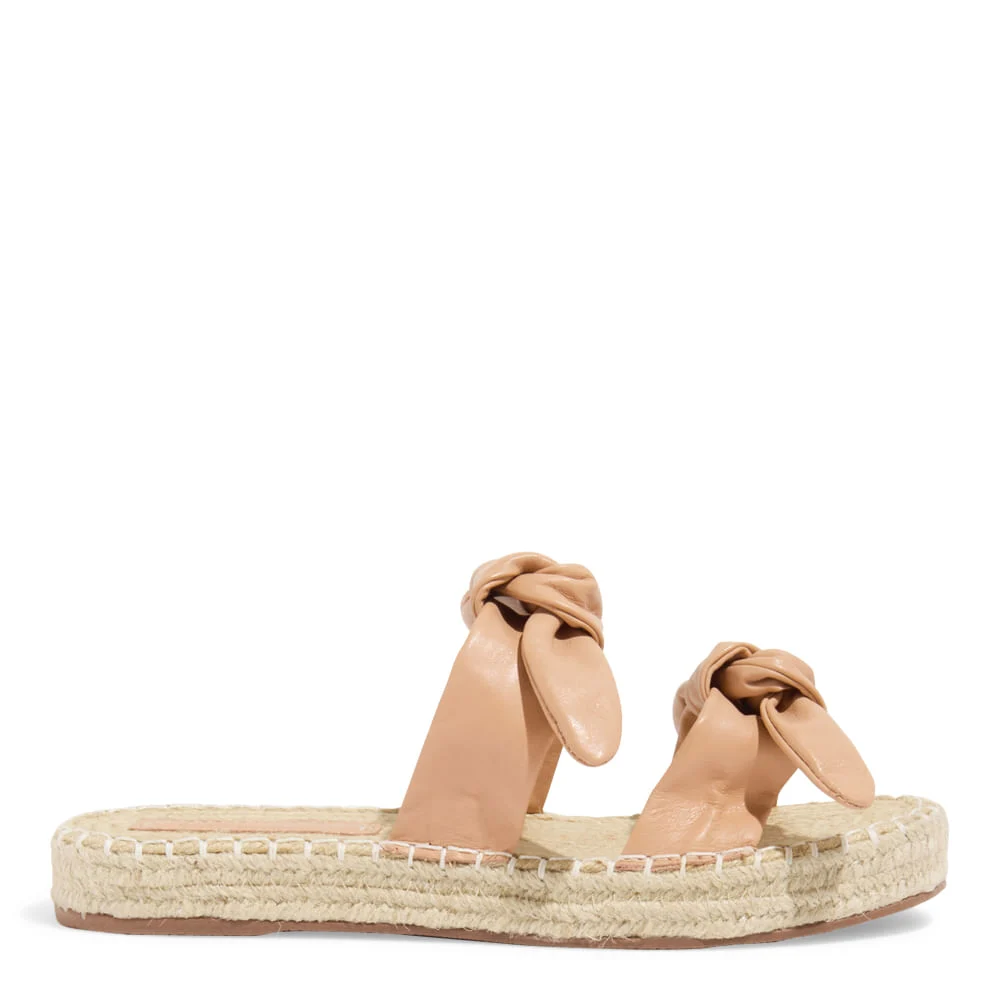 Papete Espadrille Bege Palha Tiras Laço - vista 1 de 5