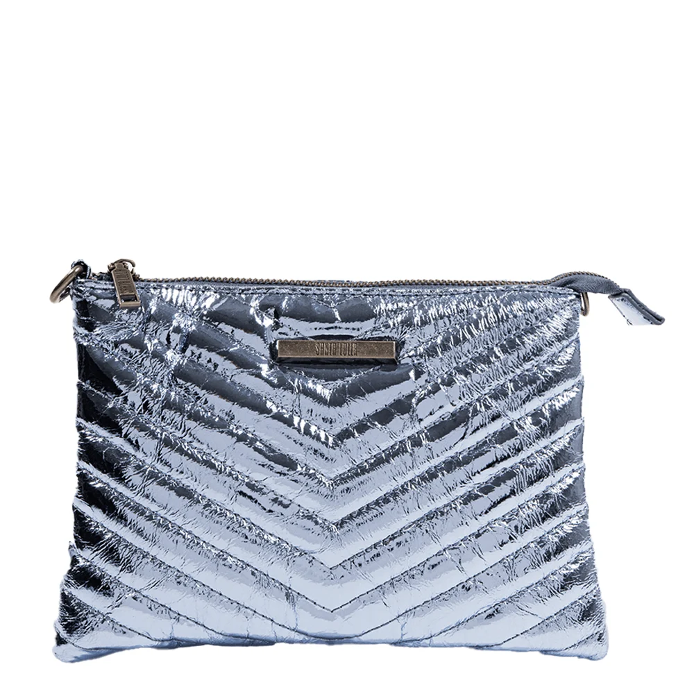Bolsa Pequena Material Metal Crinkle Azul Alça Transversal - vista 1 de 7