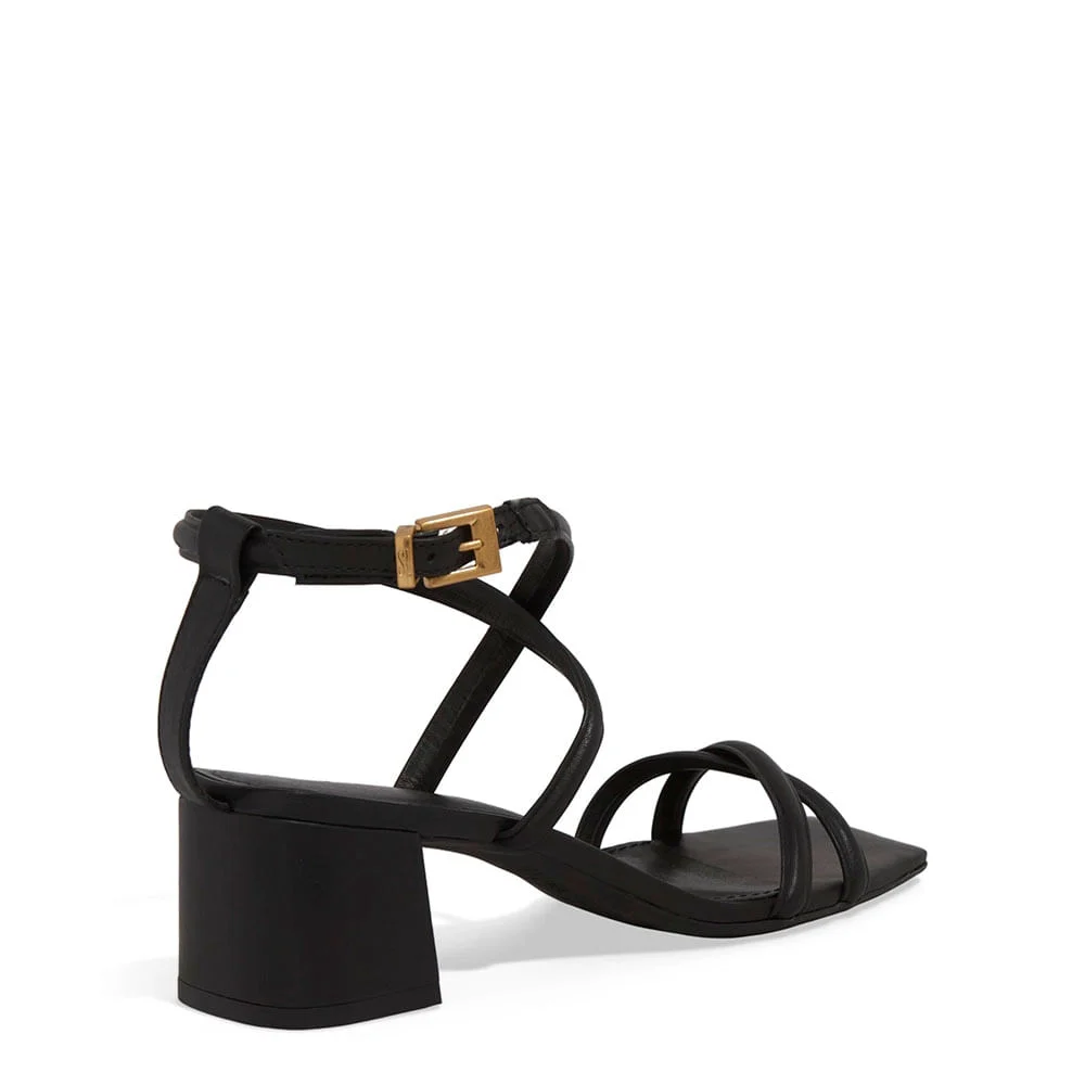 Sandália Couro Pelica Soft Bico Quadrado Preto - vista 3 de 3