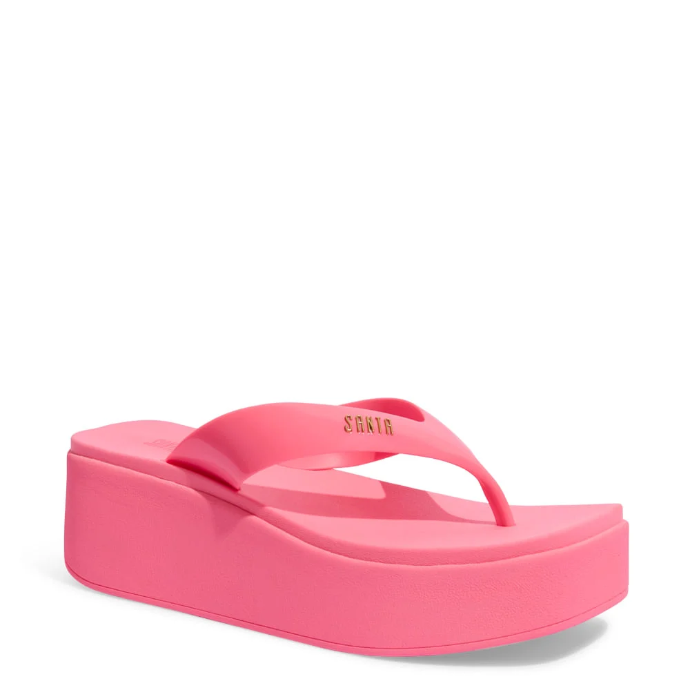 Sandália Tamanco Plataforma Borracha Rosa - vista 2 de 5