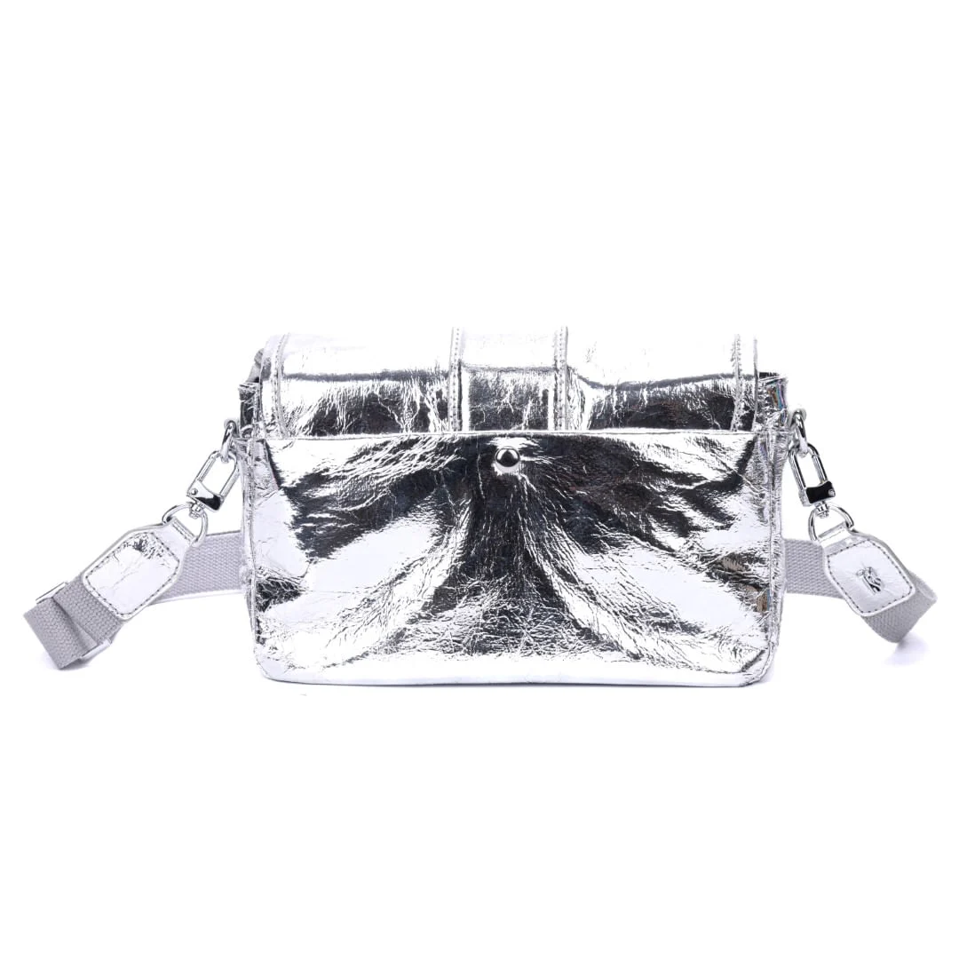 Bolsa Nylon Prata Metalizado Alça Gorgurão - vista 8 de 8