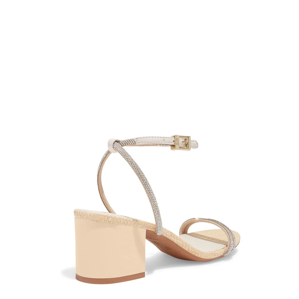 Sandália Palha Brilho Prata Salto Bloco Baixo - vista 3 de 3