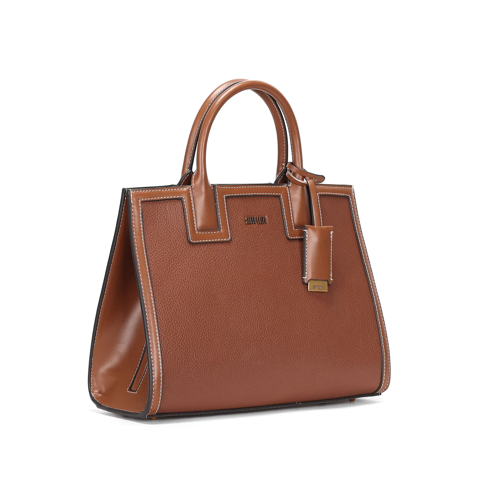 Bolsa Tote Floater Marrom Pespontos Alça Dupla - vista 1 de 2