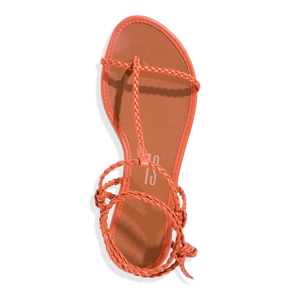 Rasteira Couro Nobre Soft Laranja Caju - vista 3 de 4