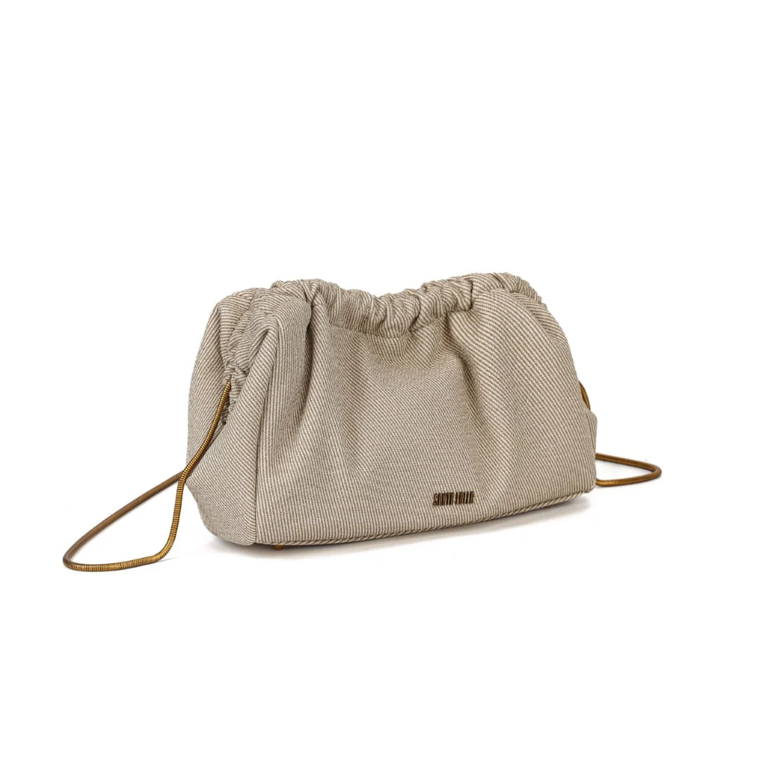 Bolsa Bege Canvas Alça De Ombro Metalizada - vista 2 de 7
