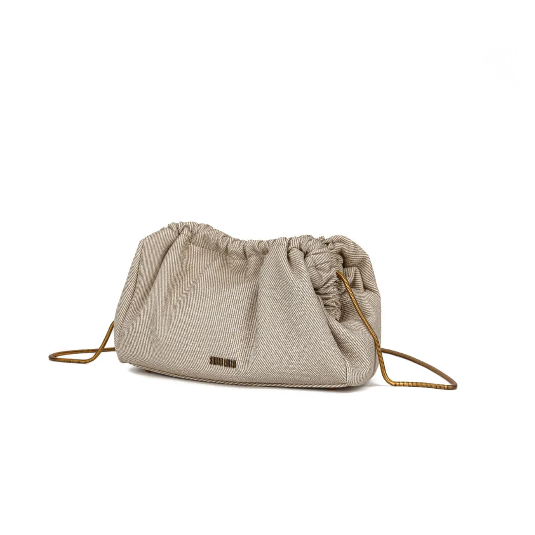 Bolsa Bege Canvas Alça De Ombro Metalizada - vista 3 de 7