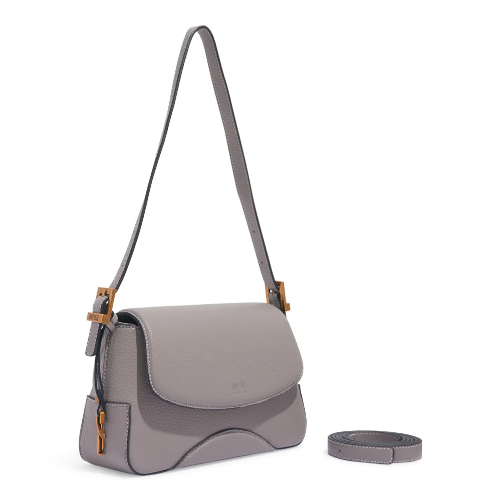 Bolsa Floater Média Cinza Alça De Ombro Pespontos - vista 2 de 7