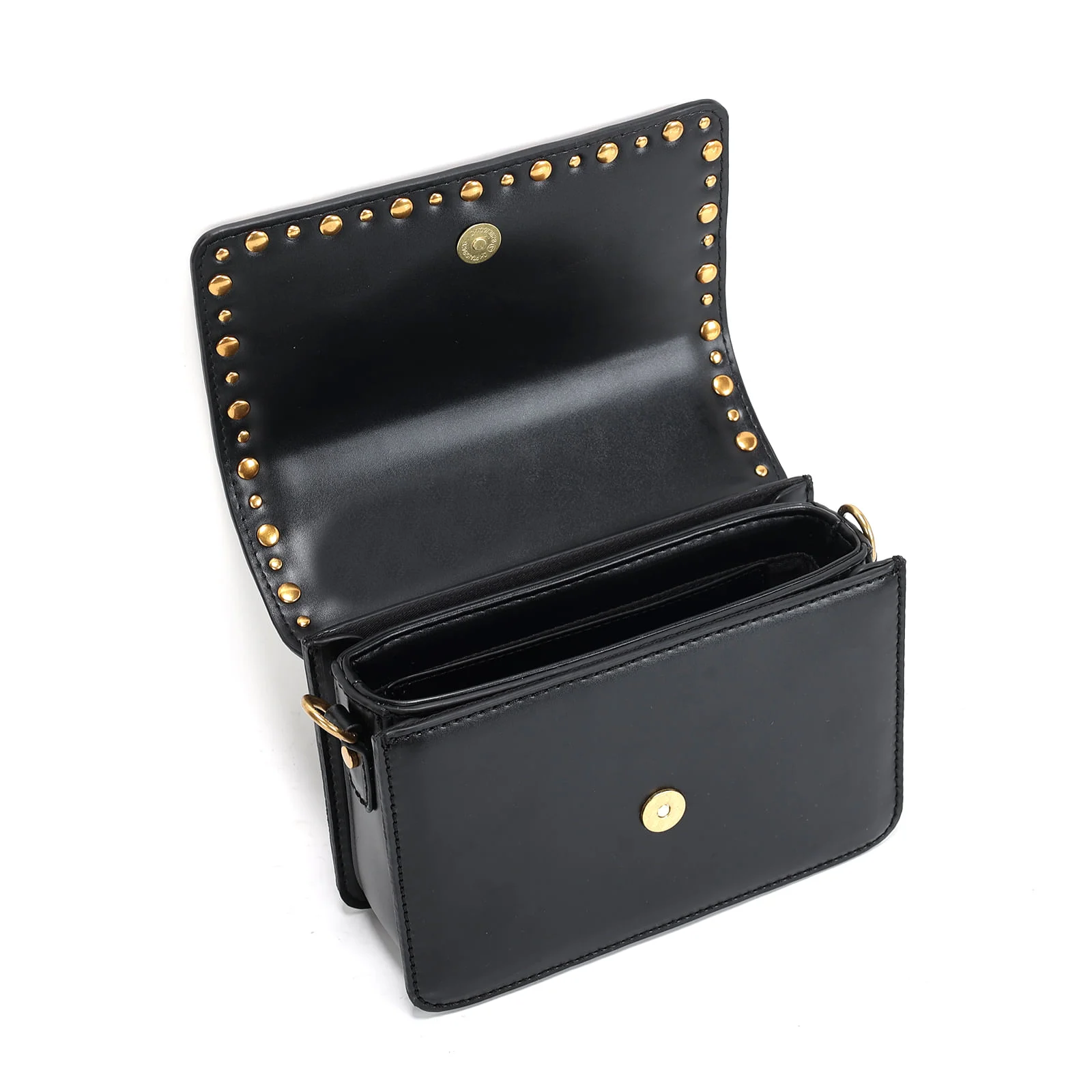 Bolsa Transversal Pequena Soft Preta Tachas Metalizadas - vista 3 de 3