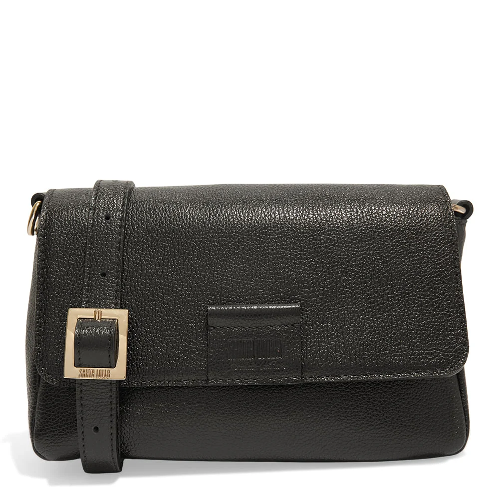 Bolsa couro floater transversal preta - vista 1 de 3