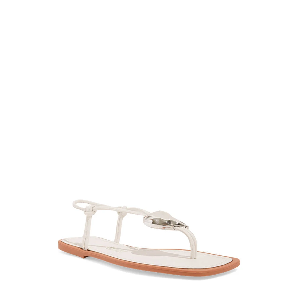 Rasteira Napa Soft Branca Bico Quadrado - vista 3 de 5