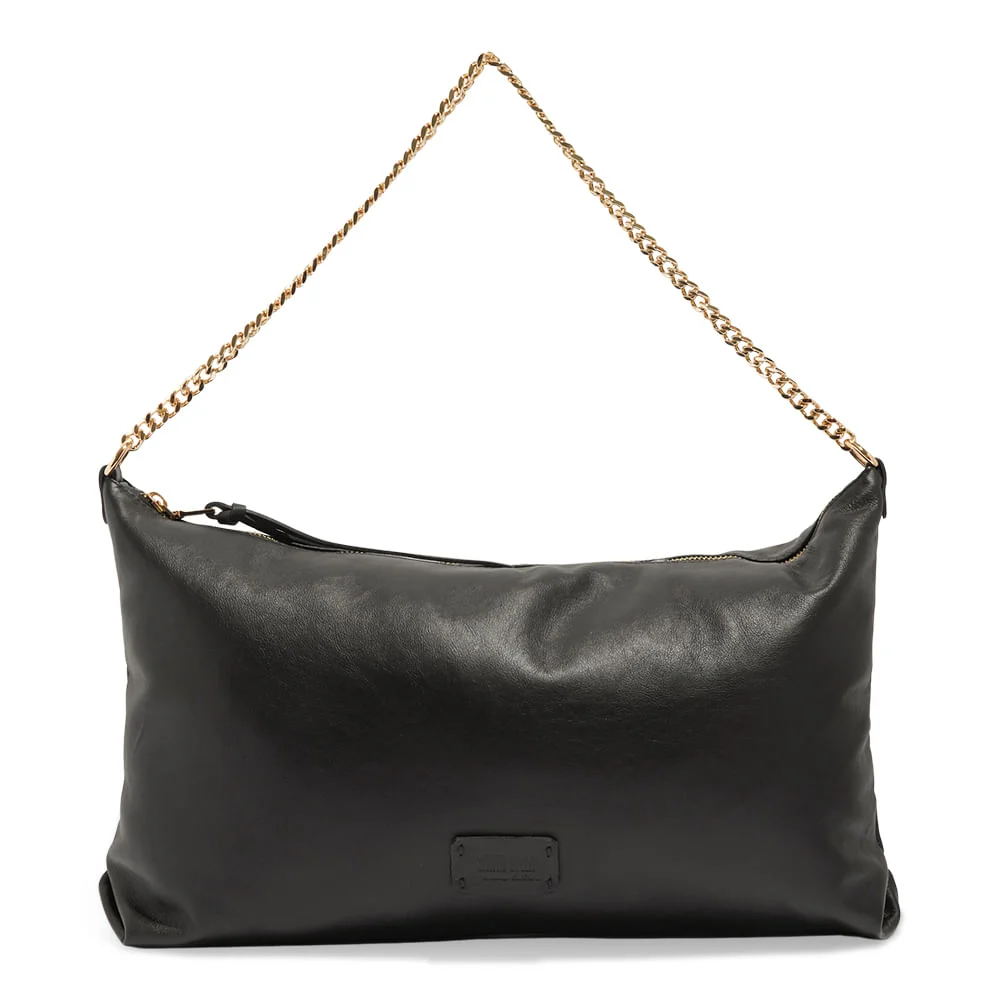 Bolsa Baguete Preta Couro Soft Alça Corrente - vista 1 de 3