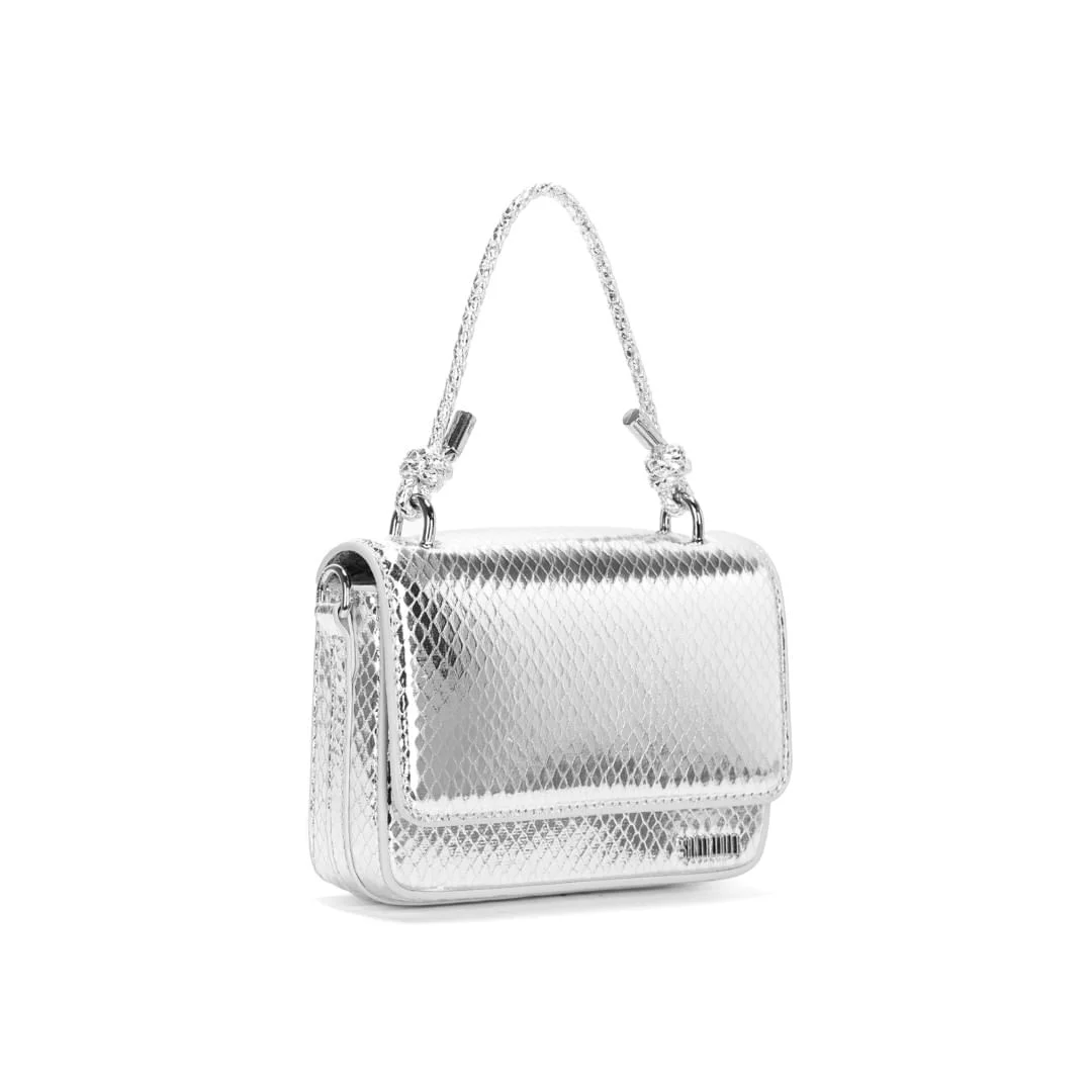 Bolsa Pequena Metalizada Prata Alça Transversal - vista 4 de 5