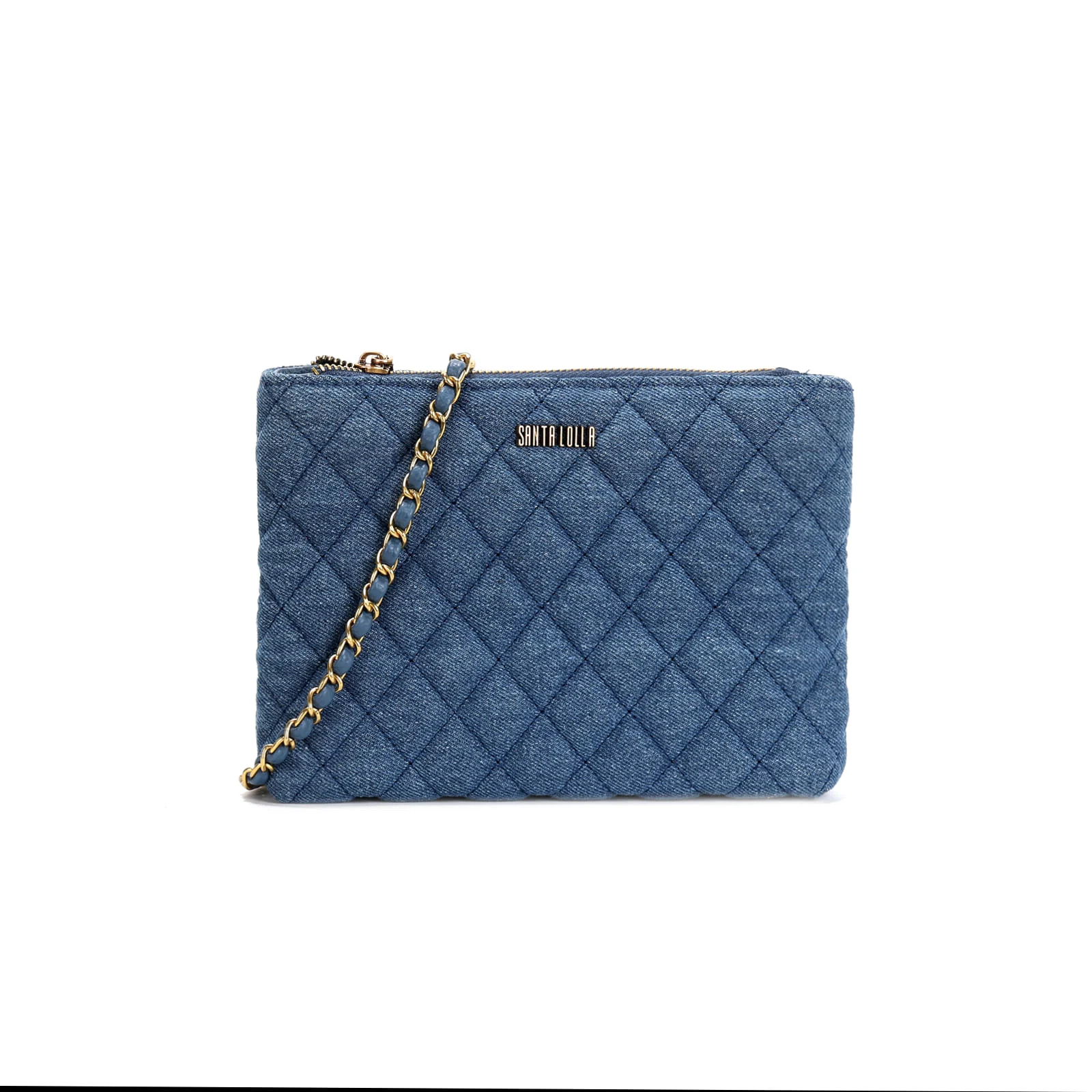 Bolsa Matelassê Jeans Azul Alça Transversal - vista 1 de 3