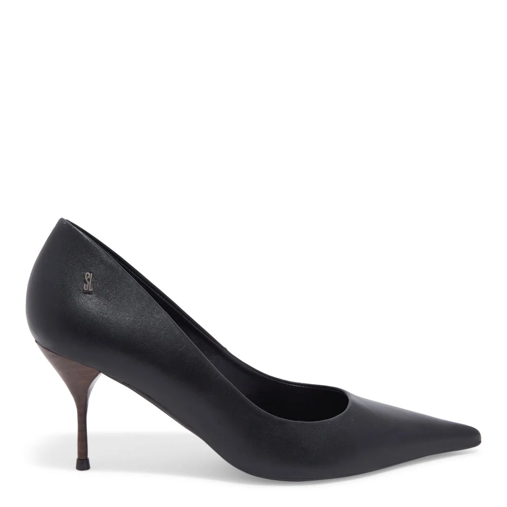 Scarpin Preto Couro Confort Bico Fino - vista 1 de 3
