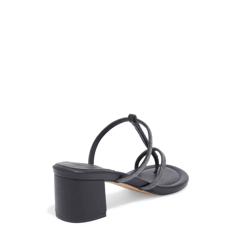 Mule Preto Napa Soft Salto Médio TirasBrilho - vista 3 de 3